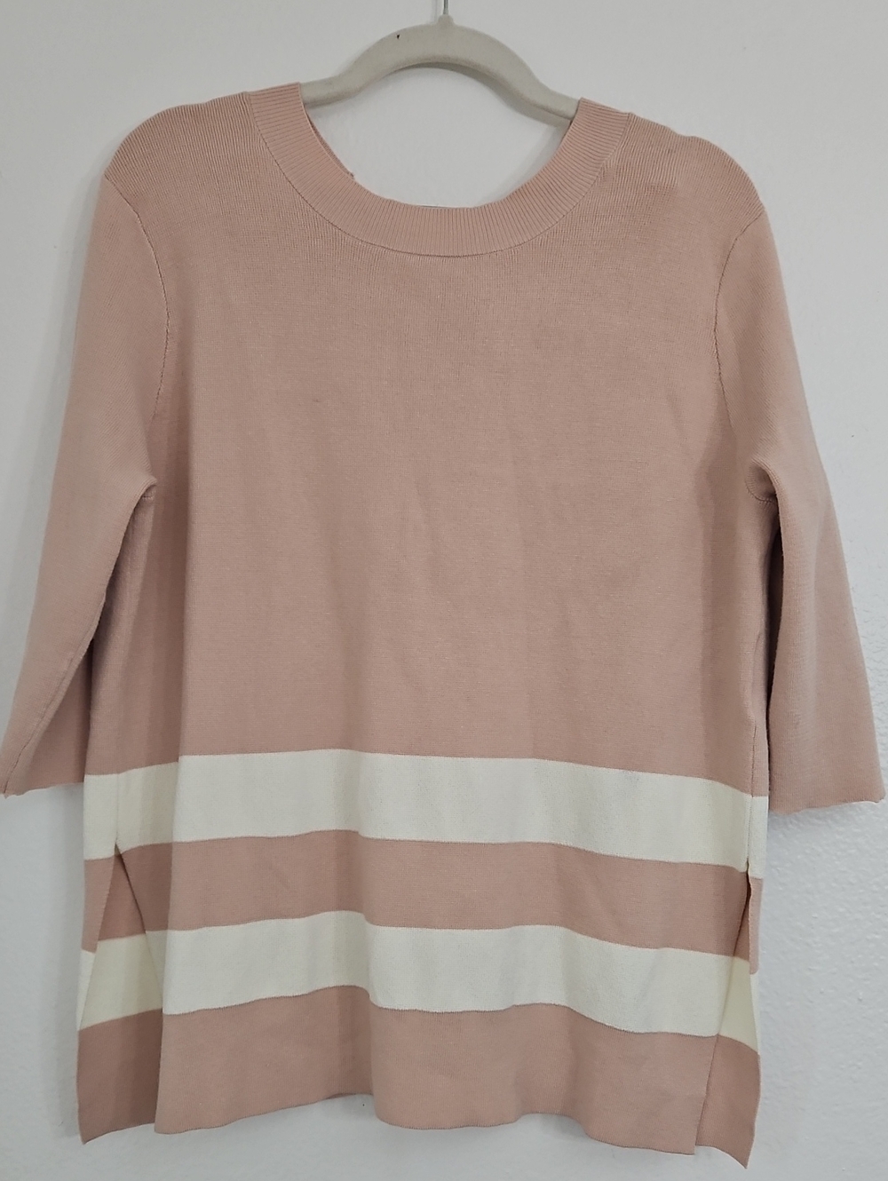 RACHEL Rachel Roy Pink Stripe Bow-Back Crewneck Sweater